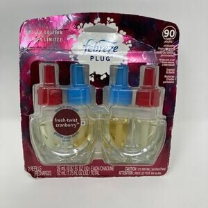 1 Set 2 Units Febreze Fresh-Twist Cranberry Scented Plug In Refills Limited Ed